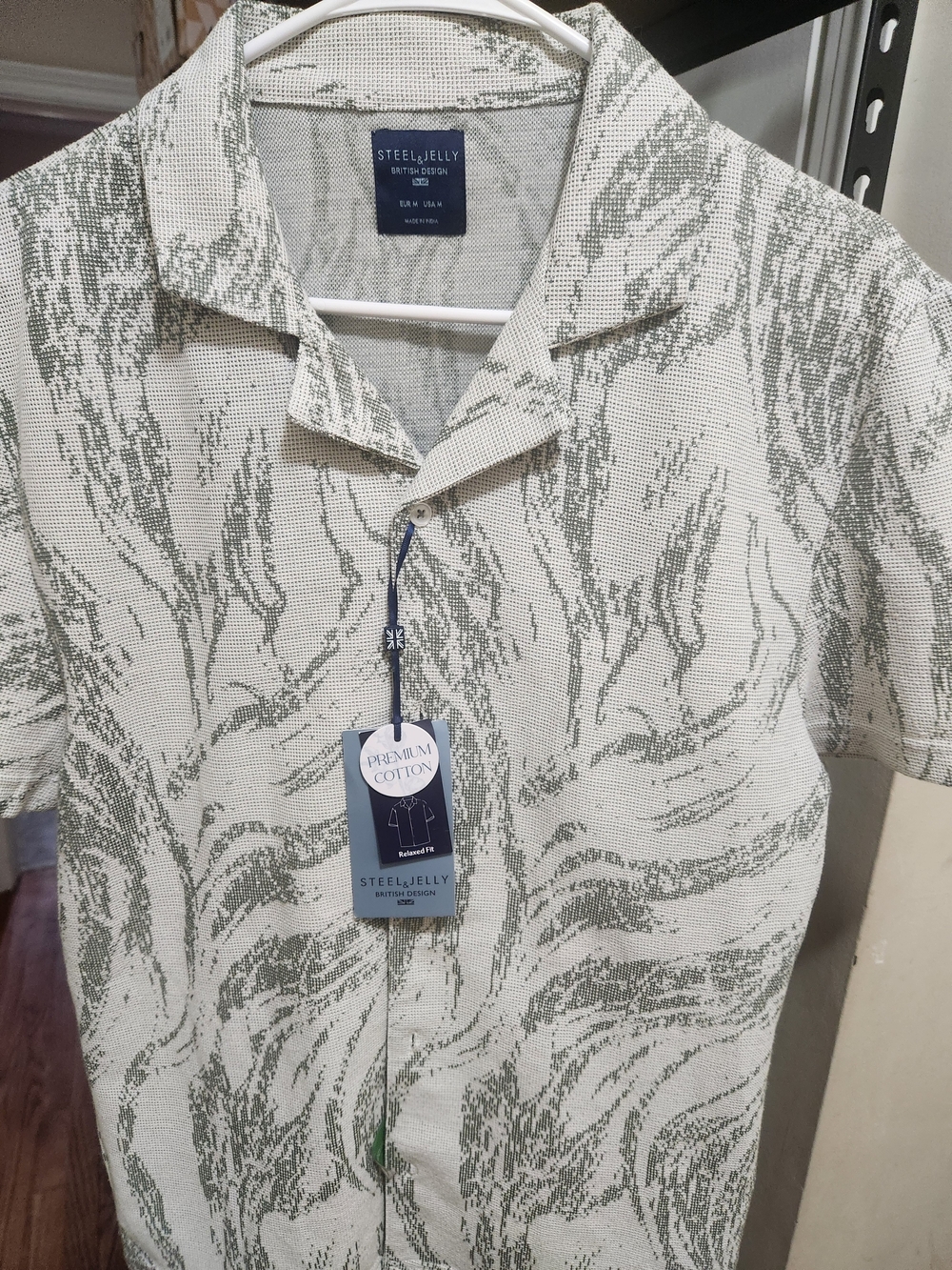 Steel & Jelly Pinner Mens Wave Effect Short Sleeve Shirt